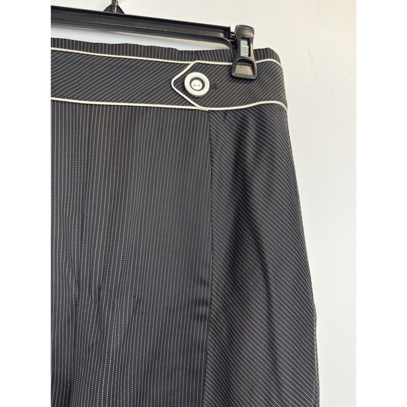 Y2K Vintage BEBE Skirt Suit Black Pinstripe Womens 10 White Piping Lined Blazer - Picture 13 of 16